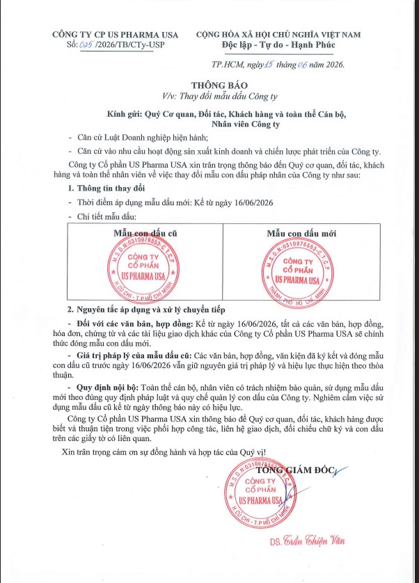 THÔNG BẢO V/v: Thay đổi mẫu dẫu Công ty